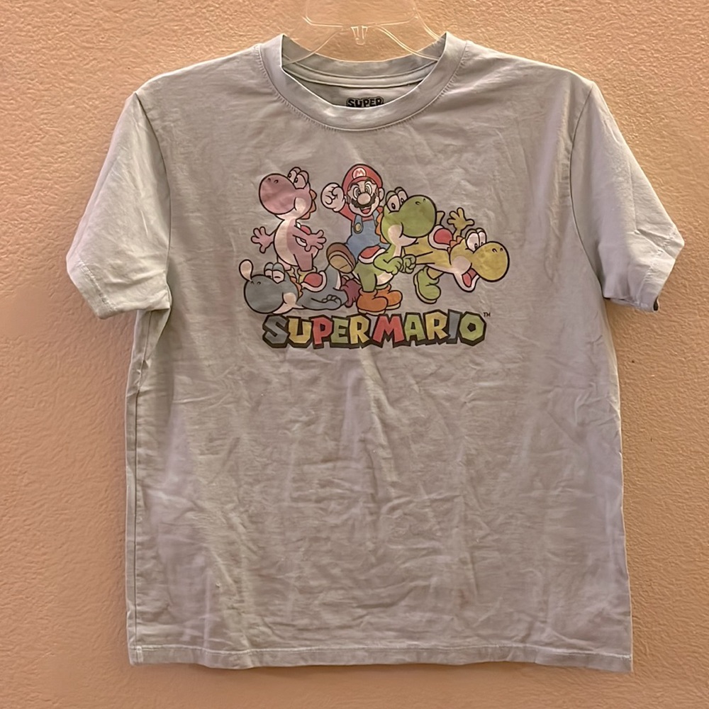 Super Mario Bros Pastel T Shirt Pink Blue Green Yoshi Mario